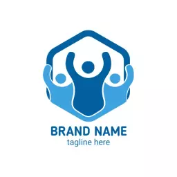 Dynamic Blue Team Collaboration in a Supportive Embrace Logo Template
