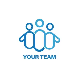 Dynamic Blue Team Design Showcasing Collaboration and Unity Logo Template
