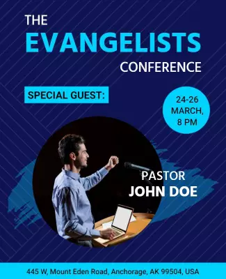 Dynamic Blue The Evangelists Conference Poster Template