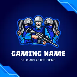 Dynamic Blue Themed Gaming Squad Logo with Strategic Elements Logo Template