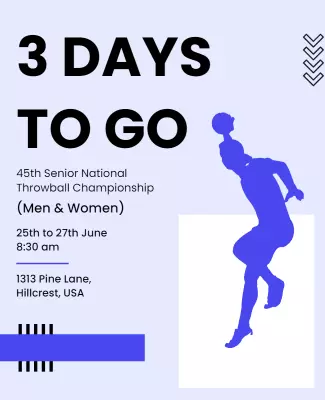 Dynamic Blue Throwball Championship Countdown Poster Template