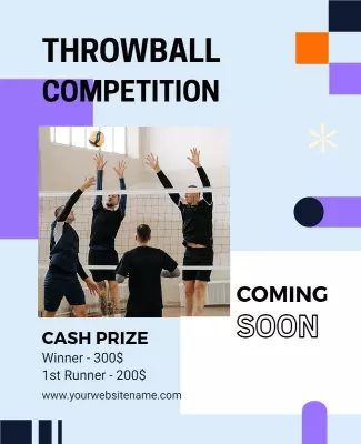 Dynamic Blue Throwball Competition Announcement Poster Template