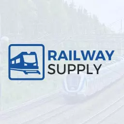 Dynamic Blue Train Design Illustrating Railway Supply Logo Template