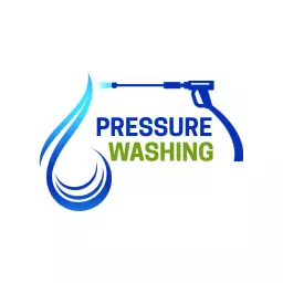 Dynamic Blue Water Droplet and Nozzle for Pressure Washing Logo Template
