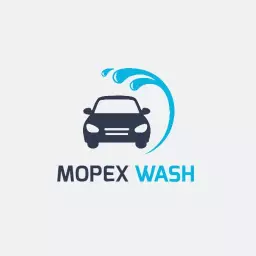 Dynamic Blue Water Splashing on a Clean Car Wash Logo Template