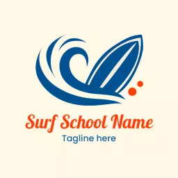 Dynamic Blue Wave and Surfboard Design for Surfing Logo Template