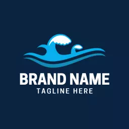 Dynamic Blue Waves Representing Ocean Adventure Wave Logo Template