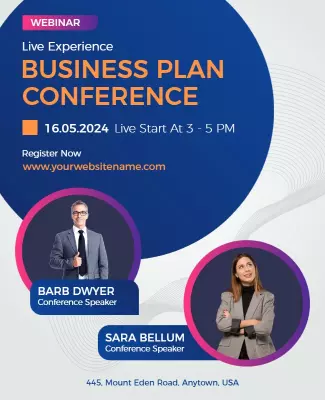 Dynamic Blue Webinar Business Plan Conference Poster Template