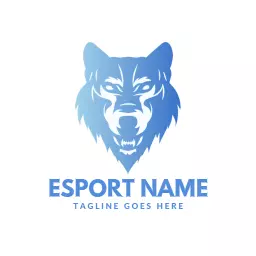 Dynamic Blue Wolf Emblem for Competitive Esports Team Logo Template