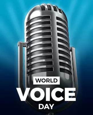 Dynamic Blue World Voice Day Celebration Poster Template