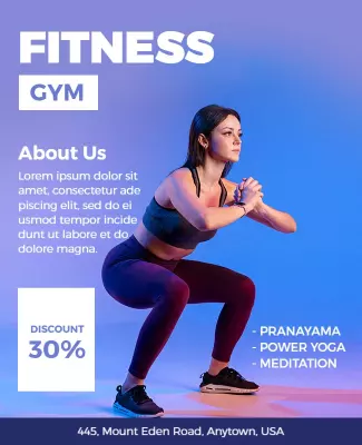 Dynamic Blue Yoga and Fitness Promotion Poster Template