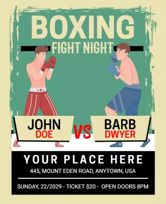 Dynamic Boxing Fight Night Event Poster Template
