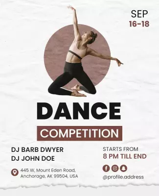 Dynamic Brown Dance Competition Event Poster Template