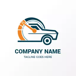 Dynamic Car Design with Speedometer for Automotive Logo Template