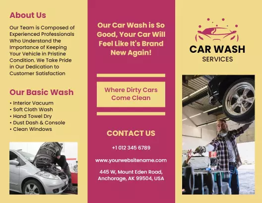 Dynamic Car Wash Service and Vehicle Care Brochure Template