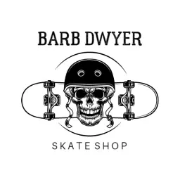 Dynamic Cartoon Skull with Skateboard for Skate Shop Logo Template