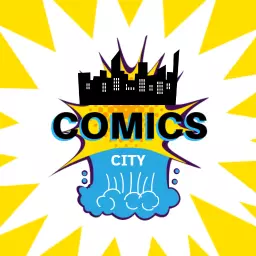 Dynamic City Skyline with Vibrant Comics Theme Logo Template