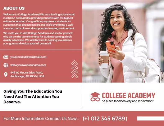 Dynamic College Academy Student Success and Enrollment Brochure Template