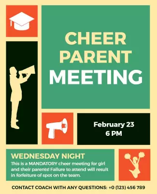 Dynamic Colorful Cheer Parent Meeting Information Poster Template