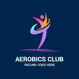 Dynamic Colorful Figure Representing Energetic Aerobics Logo Template