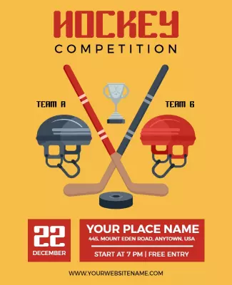 Dynamic Colorful Hockey Competition Event Poster Template