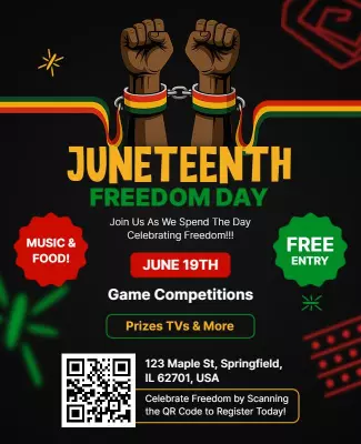 Dynamic Colorful Juneteenth Celebration Game Day Poster Template