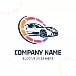 Dynamic Colorful Racing Car Design in Automotive Sector Logo Template
