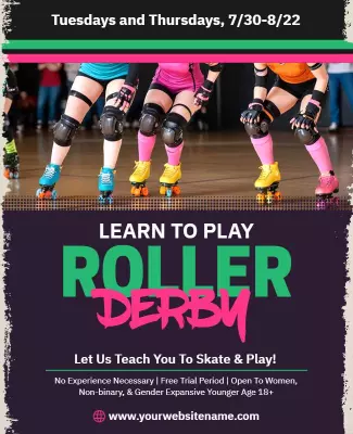 Dynamic Colorful Roller Derby Training Workshop Poster Template