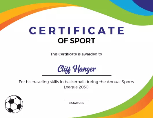 Dynamic Colorful Sports Achievement in Basketball Certificate Template