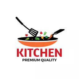 Dynamic Cooking Scene with Fresh Ingredients in Kitchen Logo Template