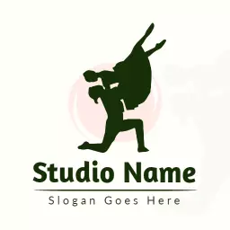 Dynamic Couple Dance Positioning Elegance and Passion Logo Template