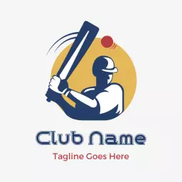 Dynamic Cricket Bat Swinging Towards a Ball Logo Template