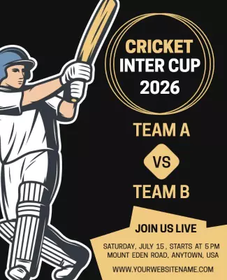 Dynamic Cricket Inter Cup 2026 Match Announcement Poster Template