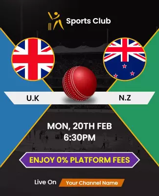 Dynamic Cricket Match U.K. vs N.Z. Sports Club Poster Template