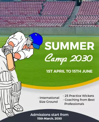Dynamic Cricket Summer Camp Training Poster Template