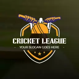 Dynamic Cricket Team Logo with Bats and Ball Design Logo Template