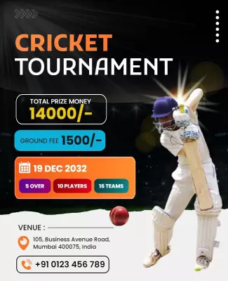 Dynamic Cricket Tournament with Prize Money Announcement Poster Template