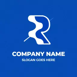 Dynamic Curvy Blue R Letter Design for Business Logo Template
