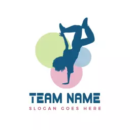 Dynamic Dance Moves Against Colorful Circular Background Logo Template