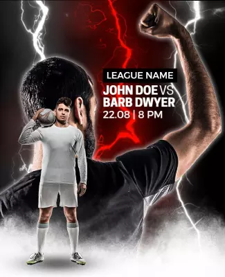 Dynamic Dark Lightning Soccer Match League Poster Template