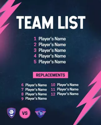 Dynamic Electric Blue Team List Sports Poster Template