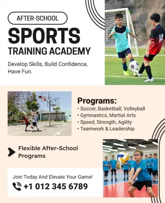 Dynamic Engaging Sports Enrichment Programs Flyer Template