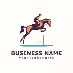Dynamic Equestrian Rider Jumping Over a Barrier Logo Template