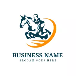 Dynamic Equestrian Scene Featuring Horse Jumping Logo Template