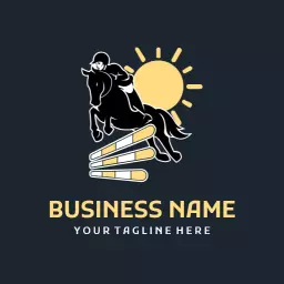 Dynamic Equestrian Show Jumping Scene Under Bright Sun Logo Template