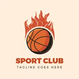 Dynamic Fire-Themed Basketball Sport Club Logo Template