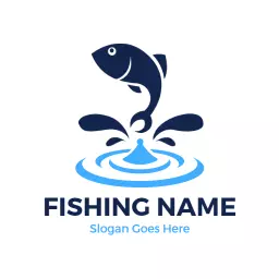 Dynamic Fishing Scene with Splashes and Waves Logo Template
