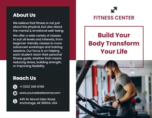 Dynamic Fitness Center Membership and Training Brochure Template
