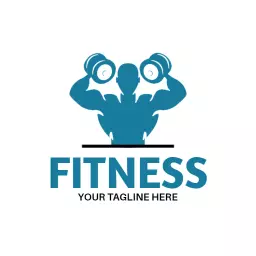 Dynamic Fitness Character Lifting Weights Logo Template
