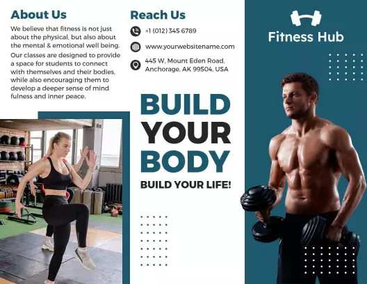 Dynamic Fitness Hub Training and Membership Services Brochure Template